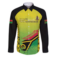 Vanuatu 45th Independence Family Matching Puletasi and Hawaiian Shirt Special Style LT05 Dad's Shirt - Long Sleeve Yellow - Polynesian Pride