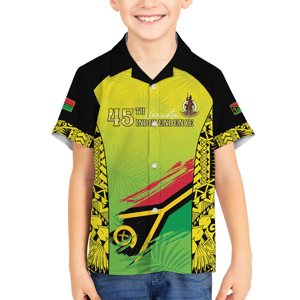 Vanuatu 45th Independence Family Matching Puletasi and Hawaiian Shirt Special Style LT05 Son's Shirt Yellow - Polynesian Pride