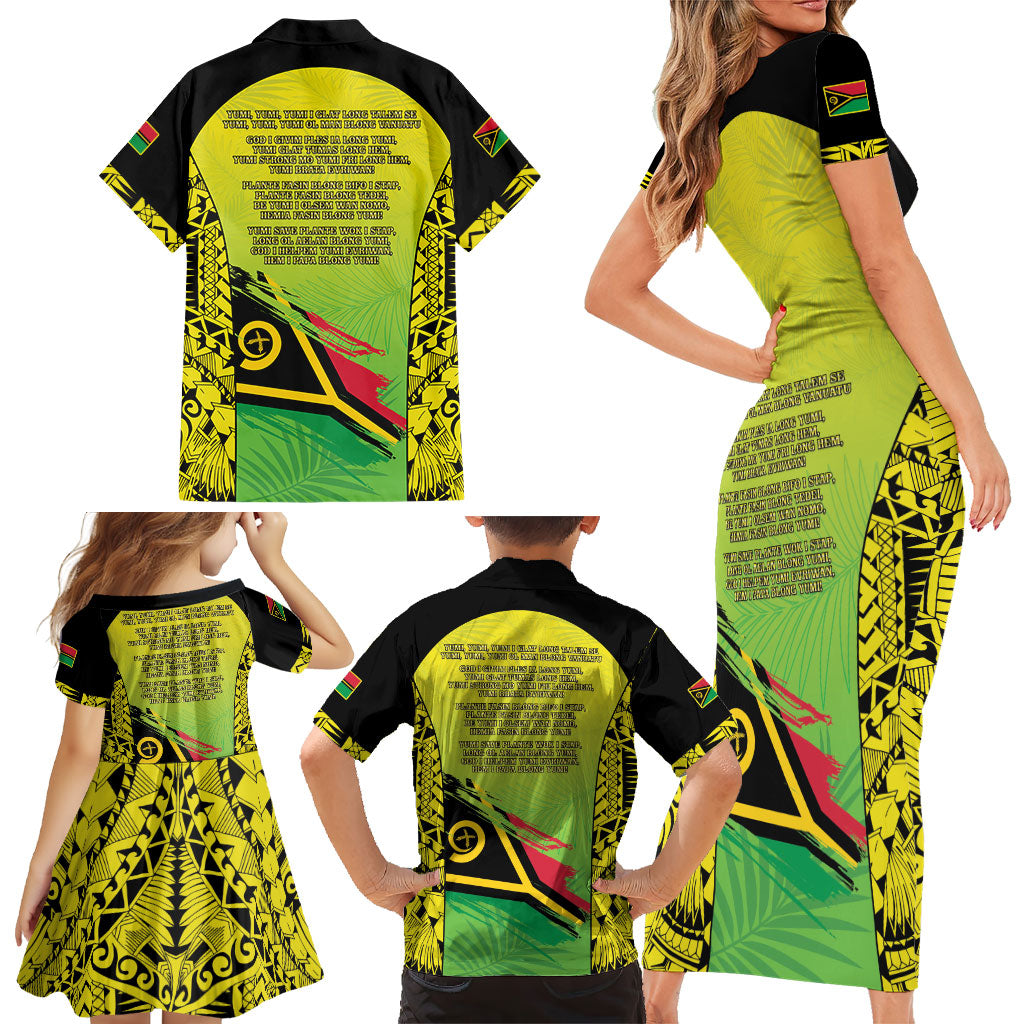 Vanuatu 46th Independence Family Matching Short Sleeve Bodycon Dress and Hawaiian Shirt Special Style LT05 - Polynesian Pride
