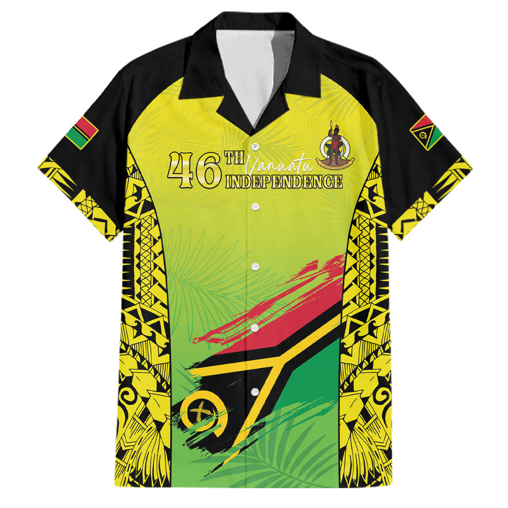 Vanuatu 46th Independence Family Matching Short Sleeve Bodycon Dress and Hawaiian Shirt Special Style LT05 Dad's Shirt - Short Sleeve Yellow - Polynesian Pride