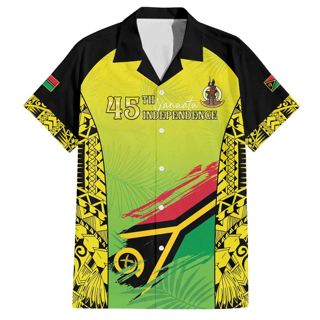 Vanuatu 45th Independence Family Matching Summer Maxi Dress and Hawaiian Shirt Special Style LT05 Dad's Shirt - Short Sleeve Yellow - Polynesian Pride