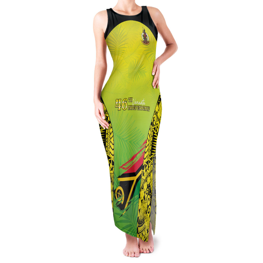 Vanuatu 46th Independence Family Matching Tank Maxi Dress and Hawaiian Shirt Special Style LT05 Mom's Dress Yellow - Polynesian Pride