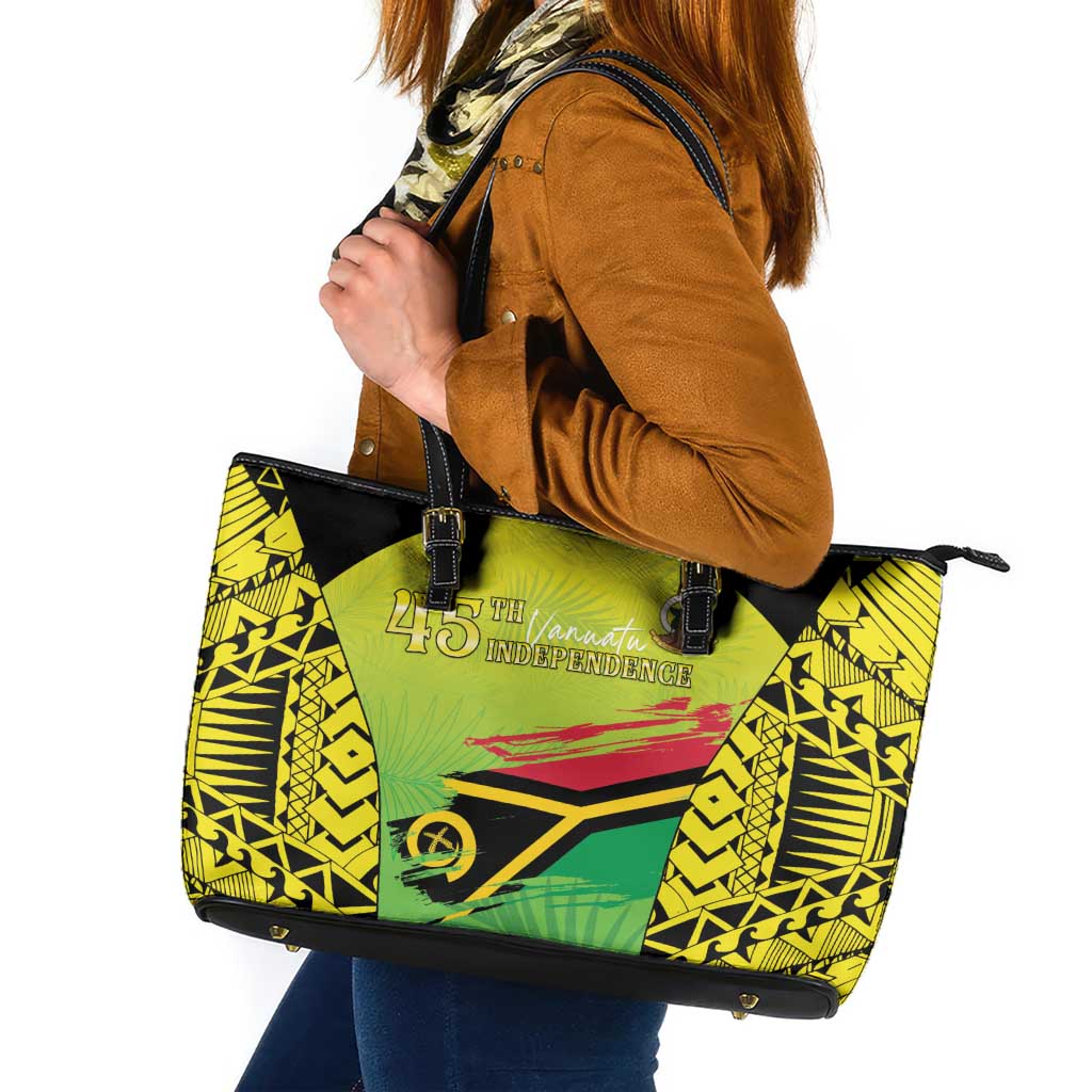 Vanuatu 45th Independence Leather Tote Bag Special Style - Polynesian Pride