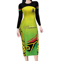Vanuatu 45th Independence Long Sleeve Bodycon Dress Special Style - Polynesian Pride