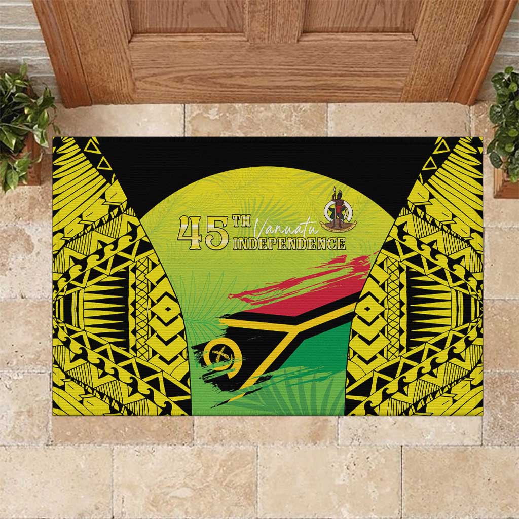 Vanuatu 45th Independence Rubber Doormat Special Style LT05 Yellow - Polynesian Pride