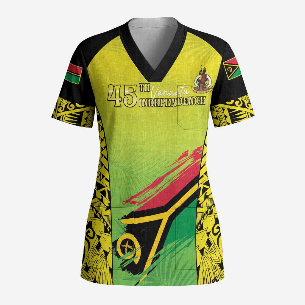 Vanuatu 45th Independence Scrub Top Special Style LT05 Adult Yellow - Polynesian Pride