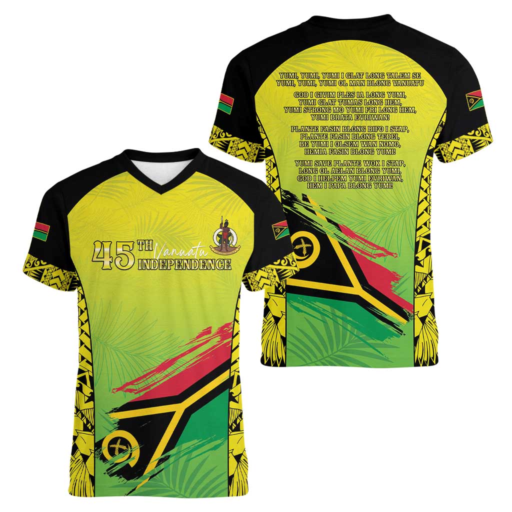 Vanuatu 45th Independence Women V-Neck T-Shirt Special Style - Polynesian Pride