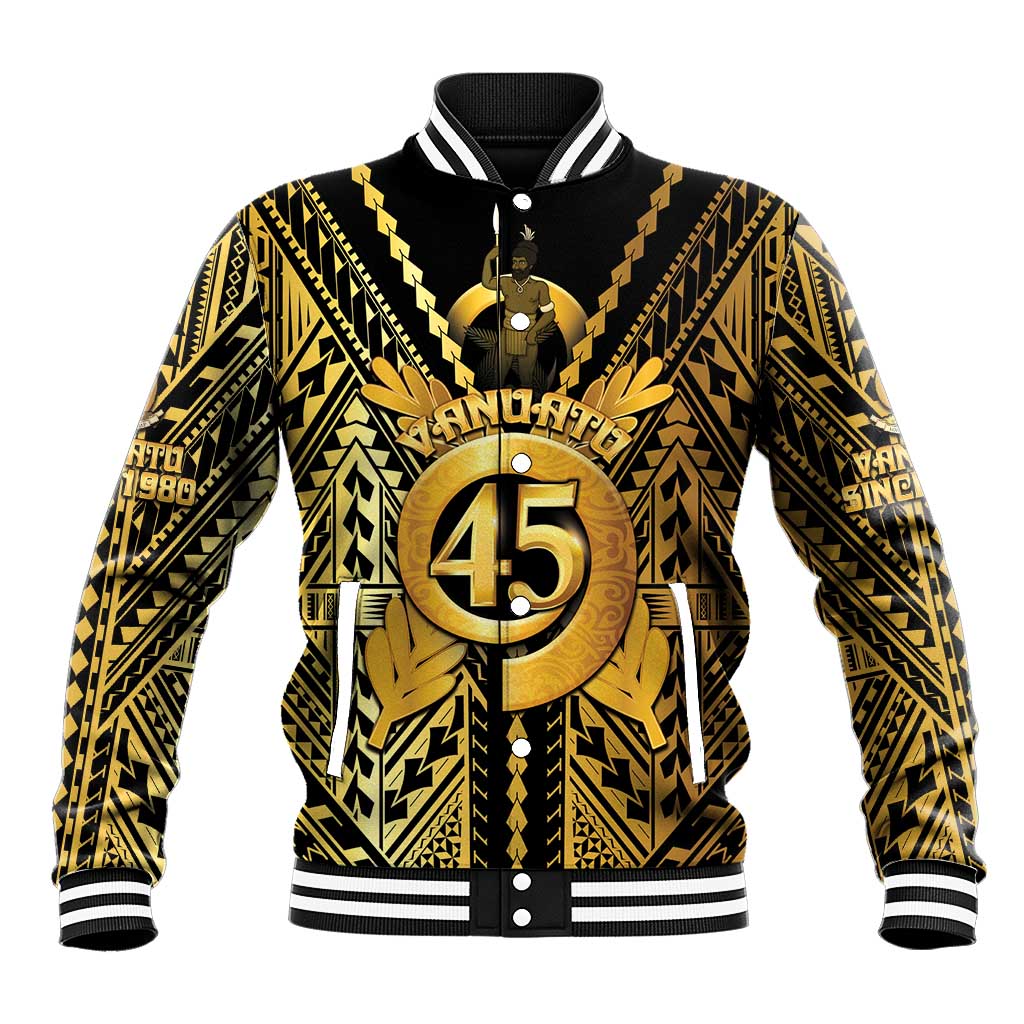 Vanuatu 45th Anniversary Of Independence Baseball Jacket Gold Style LT05 Unisex Gold - Polynesian Pride