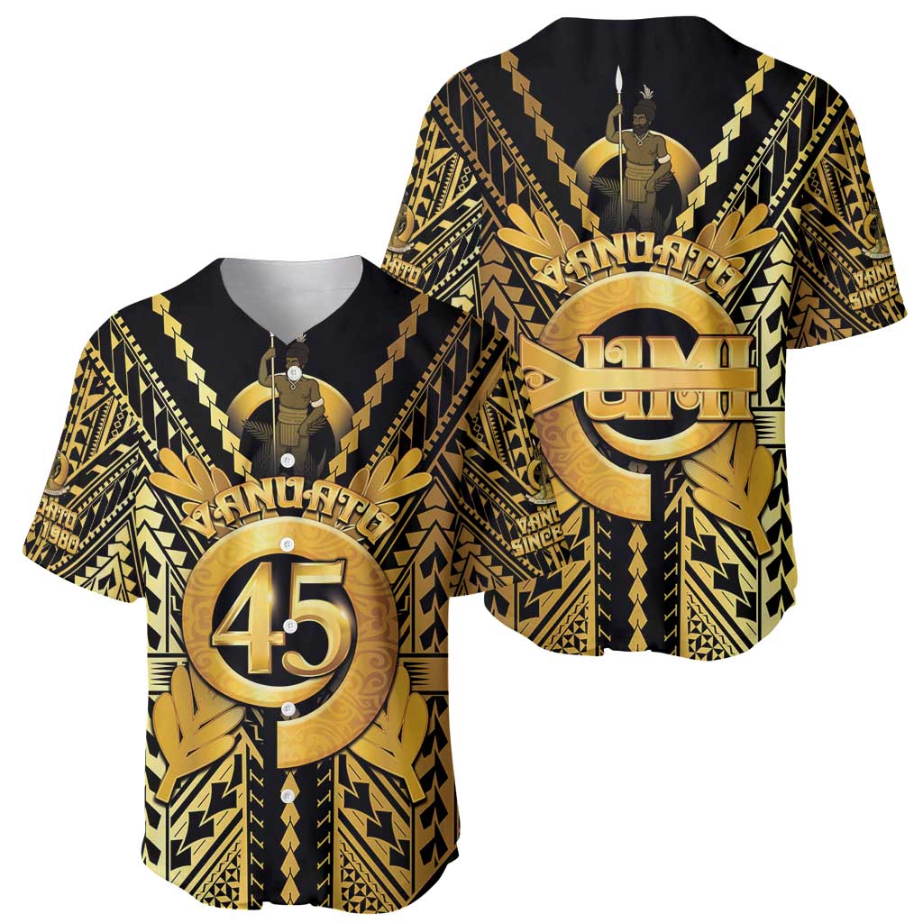 Vanuatu 45th Anniversary Of Independence Baseball Jersey Gold Style - Polynesian Pride