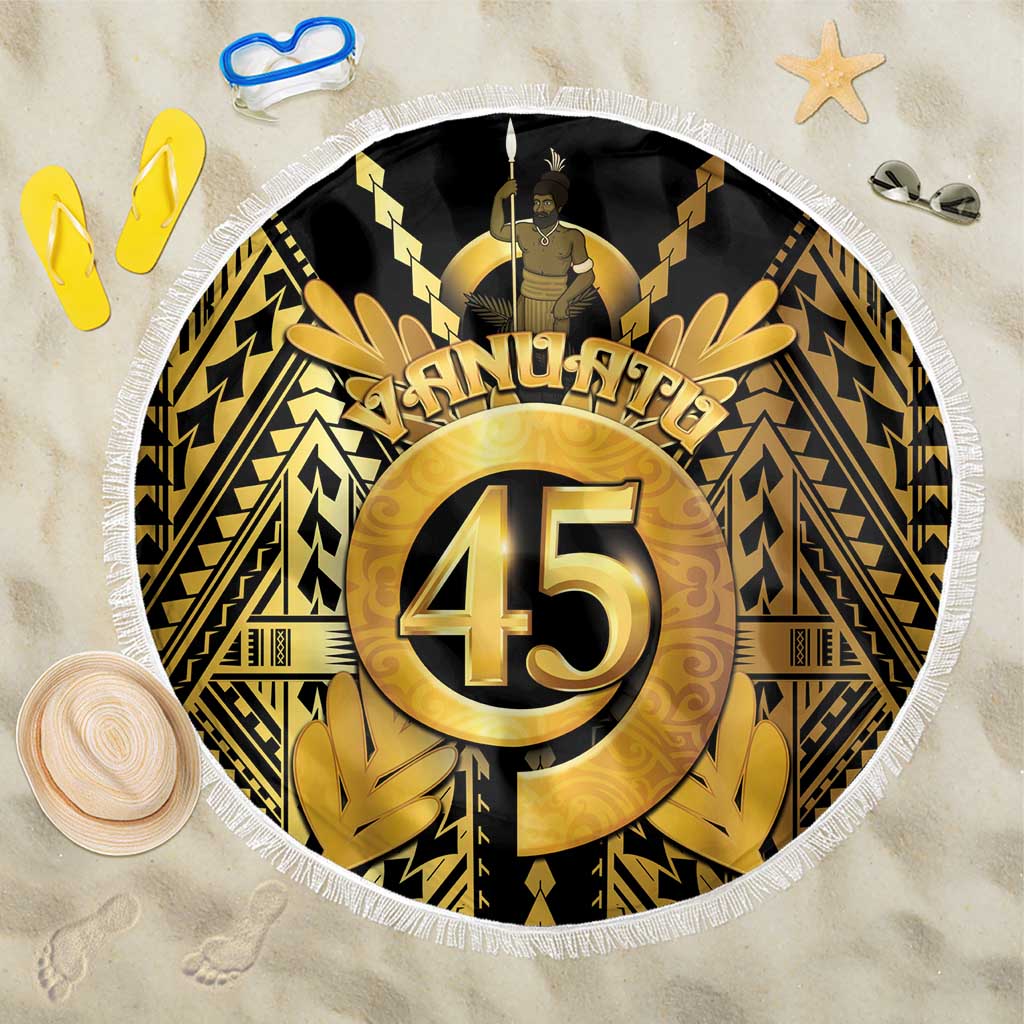 Vanuatu 45th Anniversary Of Independence Beach Blanket Gold Style LT05 One Size 150cm Gold - Polynesian Pride