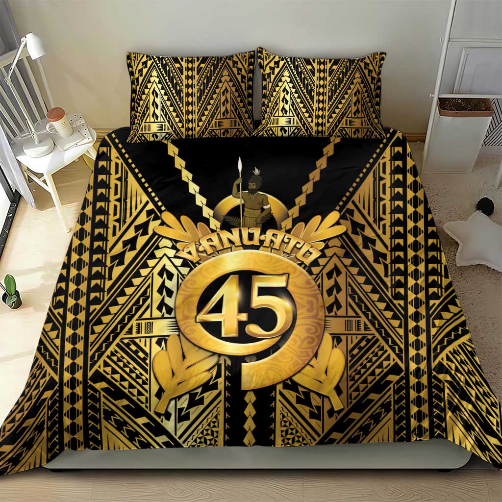 Vanuatu 45th Anniversary Of Independence Bedding Set Gold Style - Polynesian Pride