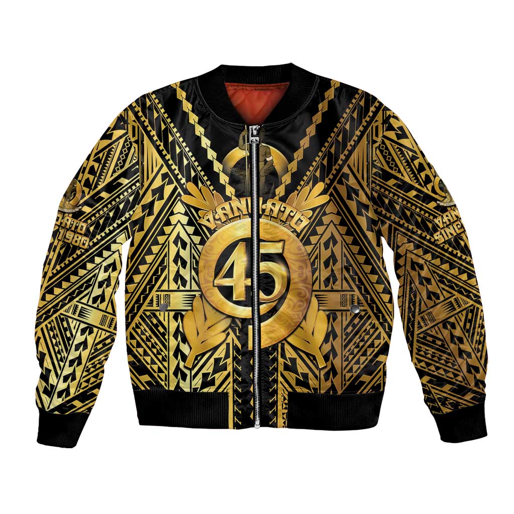 Vanuatu 45th Anniversary Of Independence Bomber Jacket Gold Style - Polynesian Pride