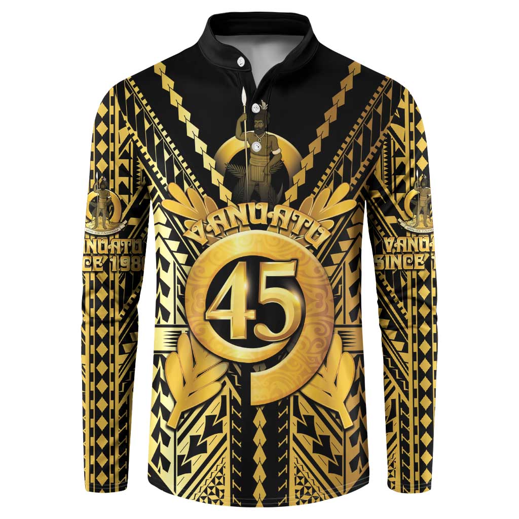 Vanuatu 45th Anniversary Of Independence Button Sweatshirt Gold Style LT05 Gold - Polynesian Pride