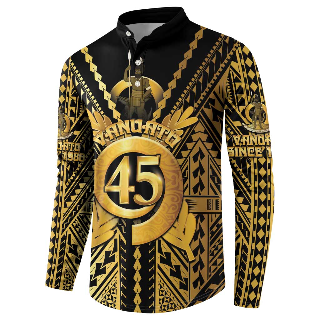 Vanuatu 45th Anniversary Of Independence Button Sweatshirt Gold Style LT05 - Polynesian Pride