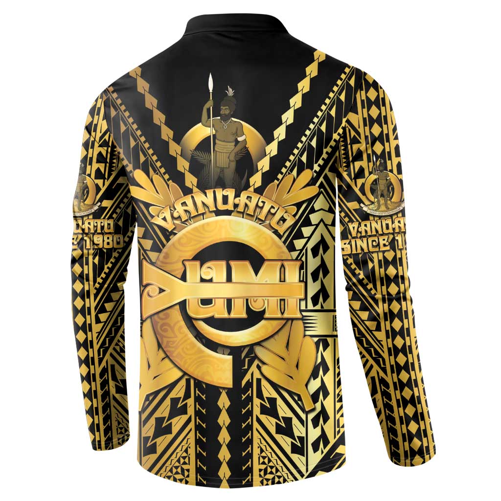 Vanuatu 45th Anniversary Of Independence Button Sweatshirt Gold Style LT05 - Polynesian Pride