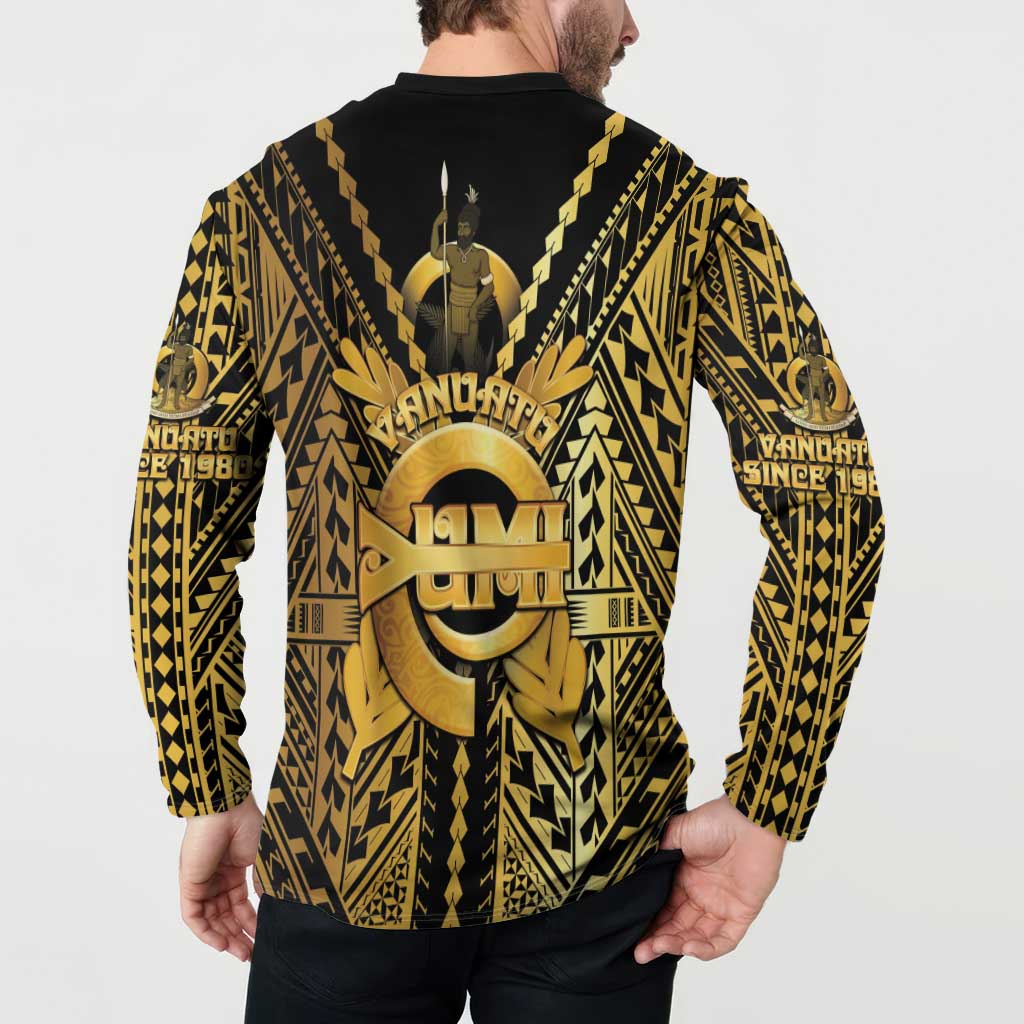 Vanuatu 45th Anniversary Of Independence Button Sweatshirt Gold Style LT05 - Polynesian Pride