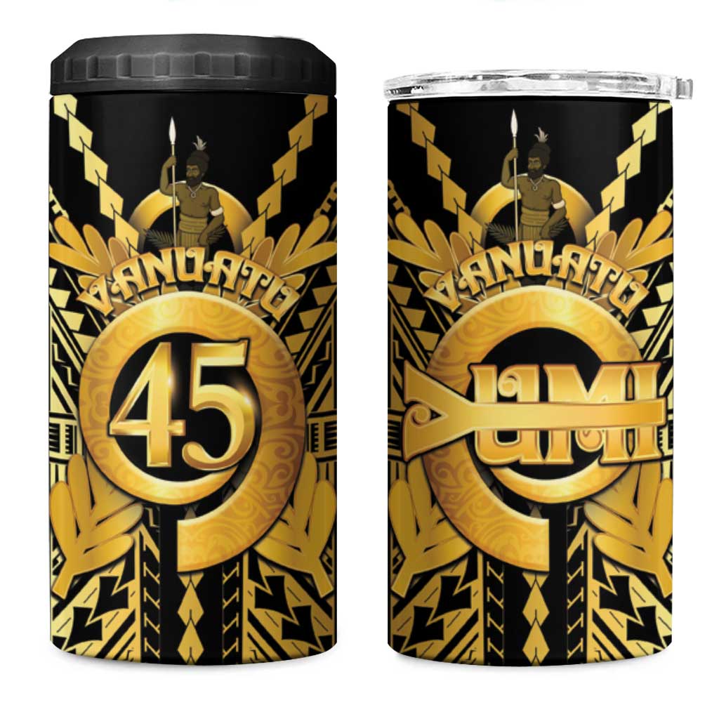 Vanuatu 45th Anniversary Of Independence 4 in 1 Can Cooler Tumbler Gold Style LT05 One Size: 16 oz Gold - Polynesian Pride
