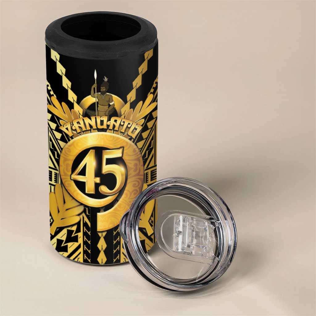 Vanuatu 45th Anniversary Of Independence 4 in 1 Can Cooler Tumbler Gold Style LT05 - Polynesian Pride