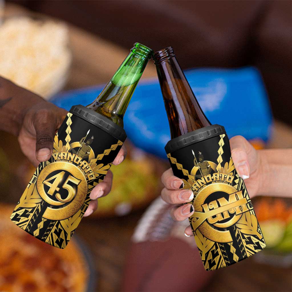 Vanuatu 45th Anniversary Of Independence 4 in 1 Can Cooler Tumbler Gold Style LT05 - Polynesian Pride