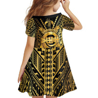Vanuatu 45th Anniversary Of Independence Family Matching Long Sleeve Bodycon Dress and Hawaiian Shirt Gold Style - Polynesian Pride