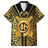 Vanuatu 46th Anniversary Of Independence Family Matching Off Shoulder Maxi Dress and Hawaiian Shirt Gold Style LT05 Dad's Shirt - Short Sleeve Gold - Polynesian Pride