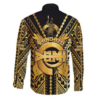 Vanuatu 45th Anniversary Of Independence Family Matching Off Shoulder Short Dress and Hawaiian Shirt Gold Style - Polynesian Pride