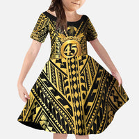 Vanuatu 45th Anniversary Of Independence Family Matching Summer Maxi Dress and Hawaiian Shirt Gold Style - Polynesian Pride