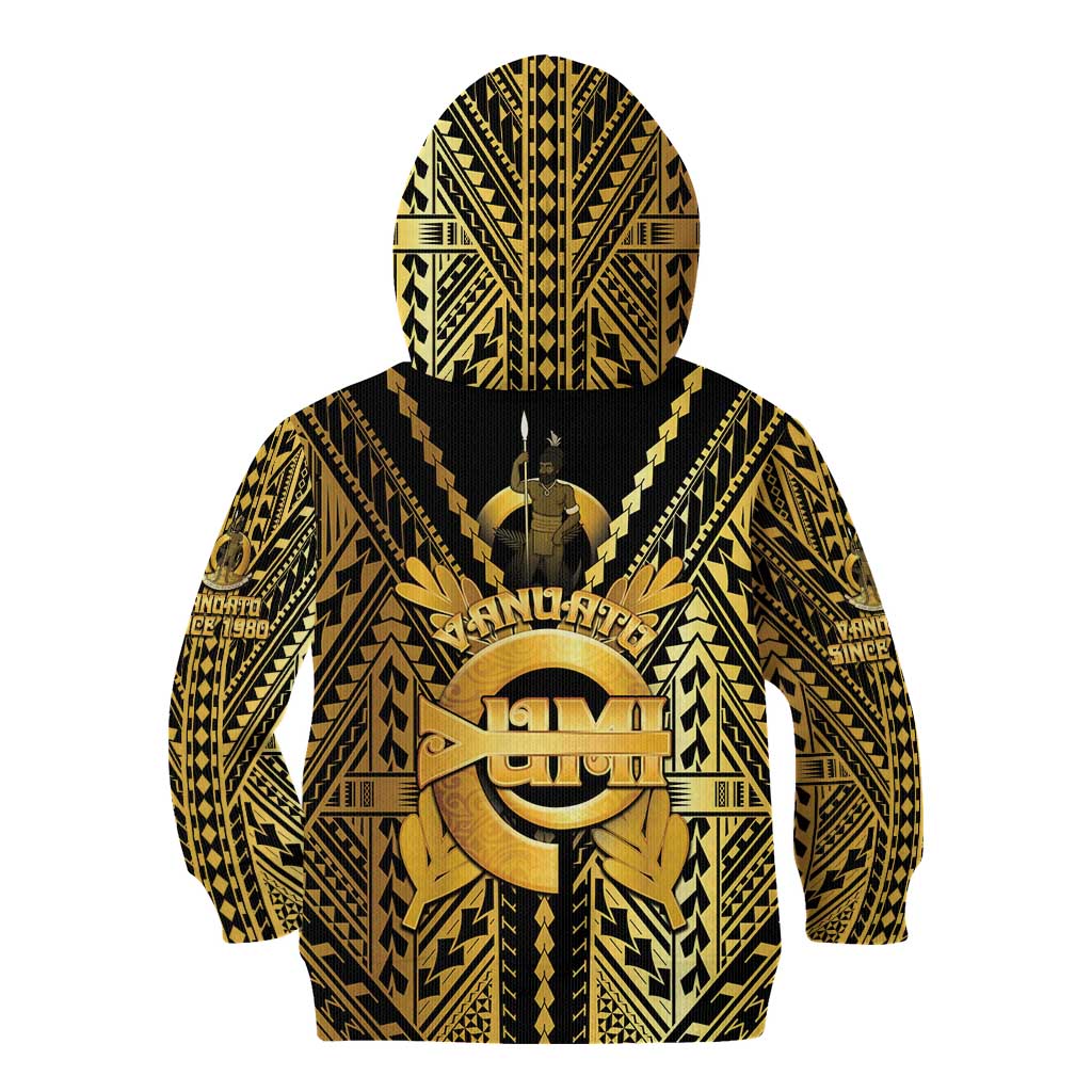 Vanuatu 45th Anniversary Of Independence Kid Hoodie Gold Style - Polynesian Pride