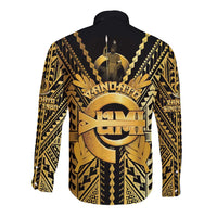 Vanuatu 45th Anniversary Of Independence Long Sleeve Button Shirt Gold Style LT05 - Polynesian Pride