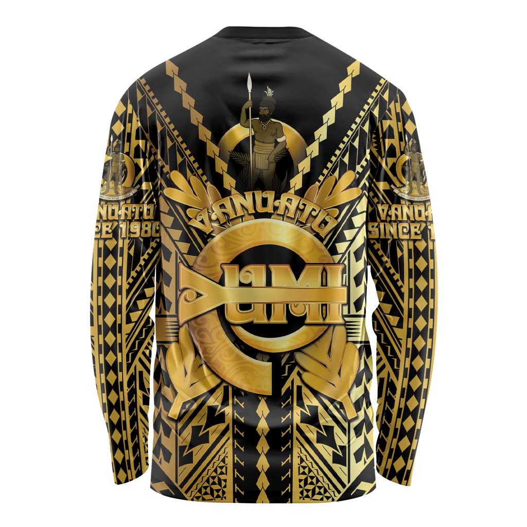 Vanuatu 45th Anniversary Of Independence Long Sleeve Shirt Gold Style LT05 - Polynesian Pride