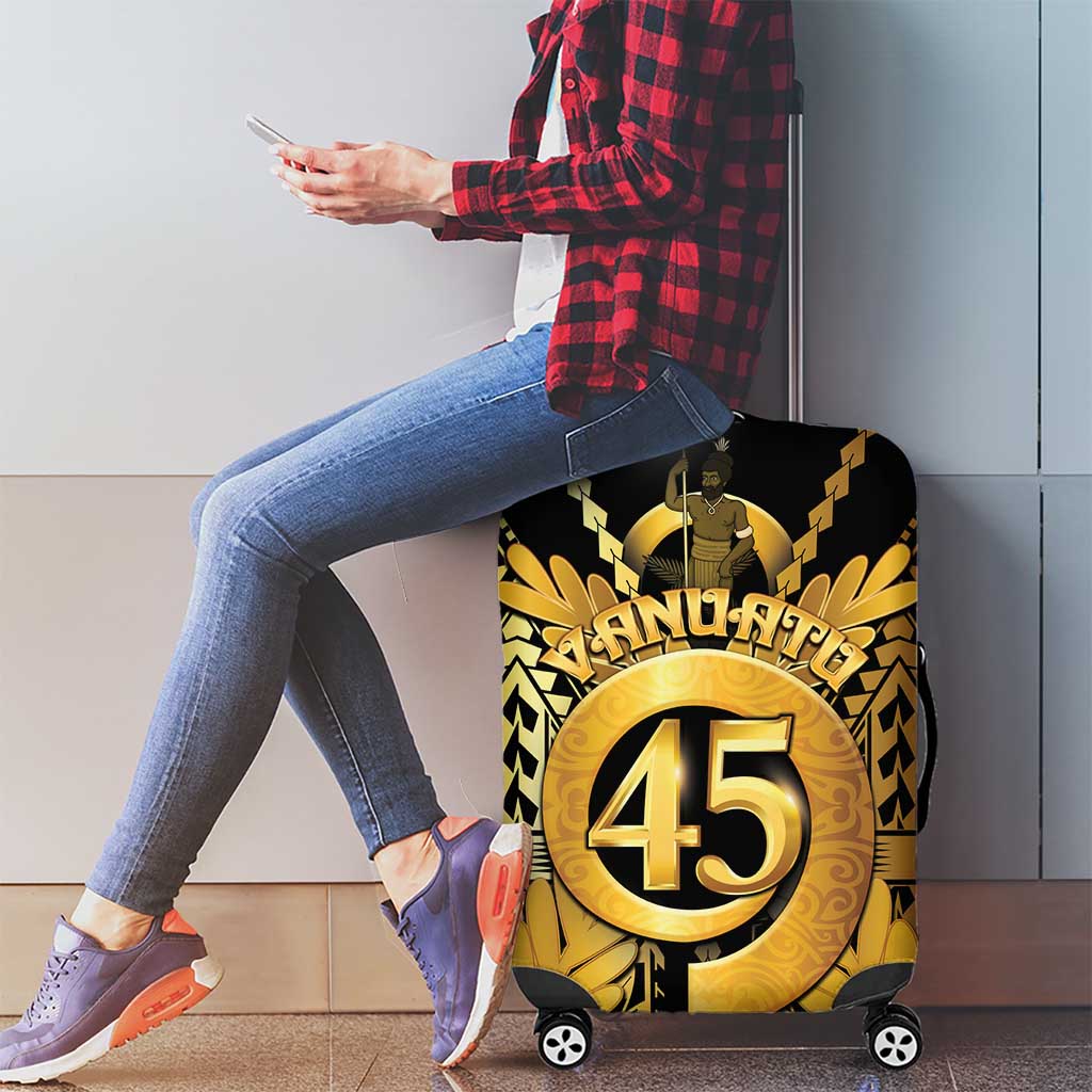 Vanuatu 45th Anniversary Of Independence Luggage Cover Gold Style - Polynesian Pride