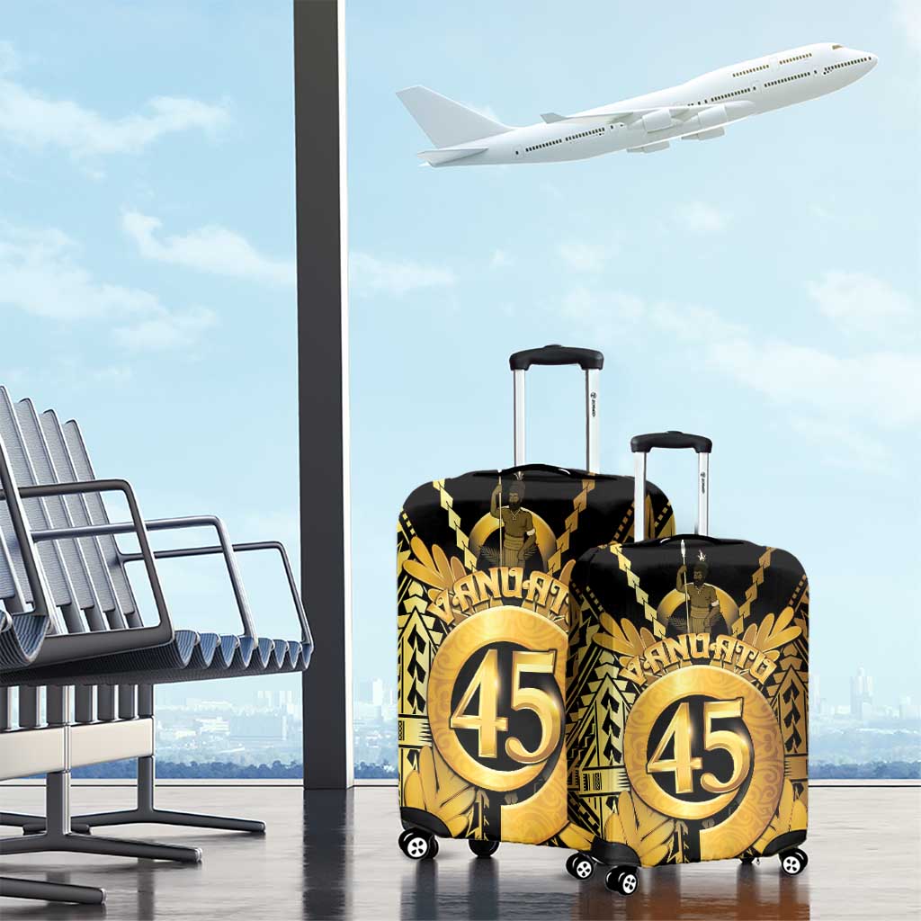 Vanuatu 45th Anniversary Of Independence Luggage Cover Gold Style - Polynesian Pride