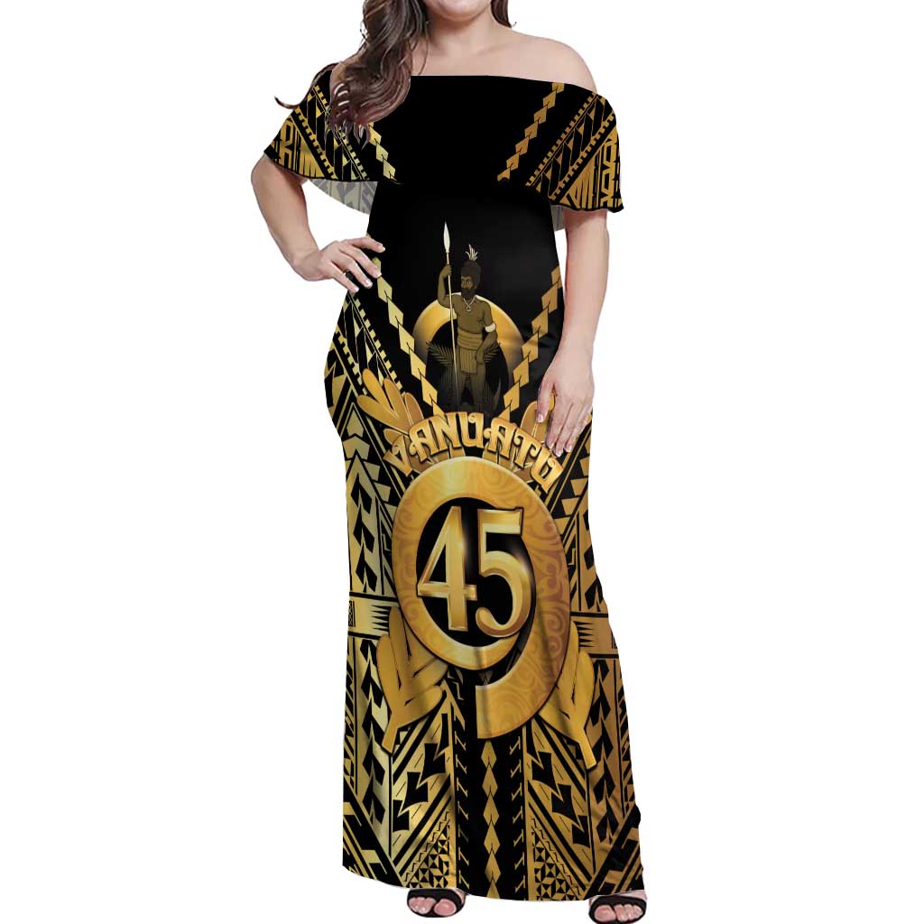 Vanuatu 45th Anniversary Of Independence Off Shoulder Maxi Dress Gold Style - Polynesian Pride