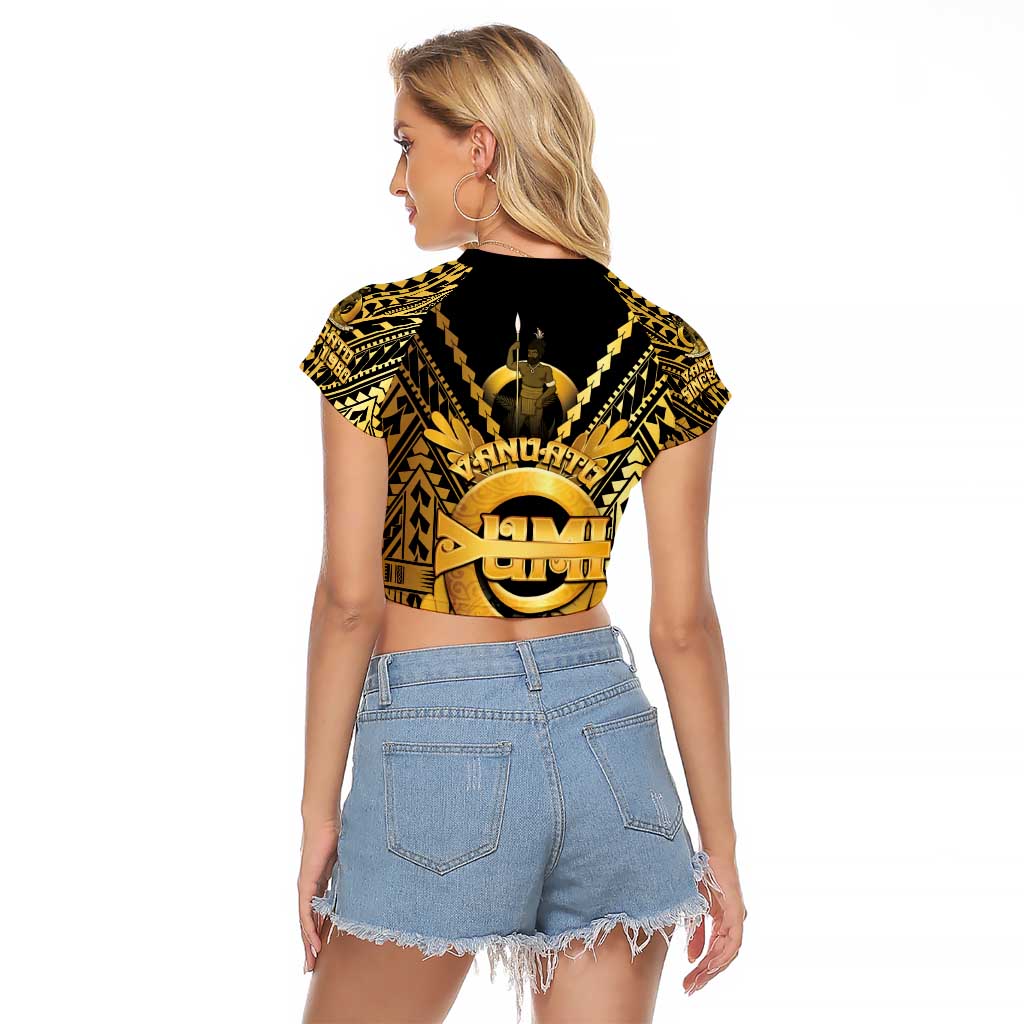 Vanuatu 45th Anniversary Of Independence Raglan Cropped T Shirt Gold Style - Polynesian Pride