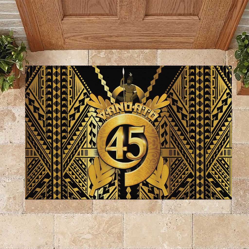 Vanuatu 45th Anniversary Of Independence Rubber Doormat Gold Style LT05 Gold - Polynesian Pride