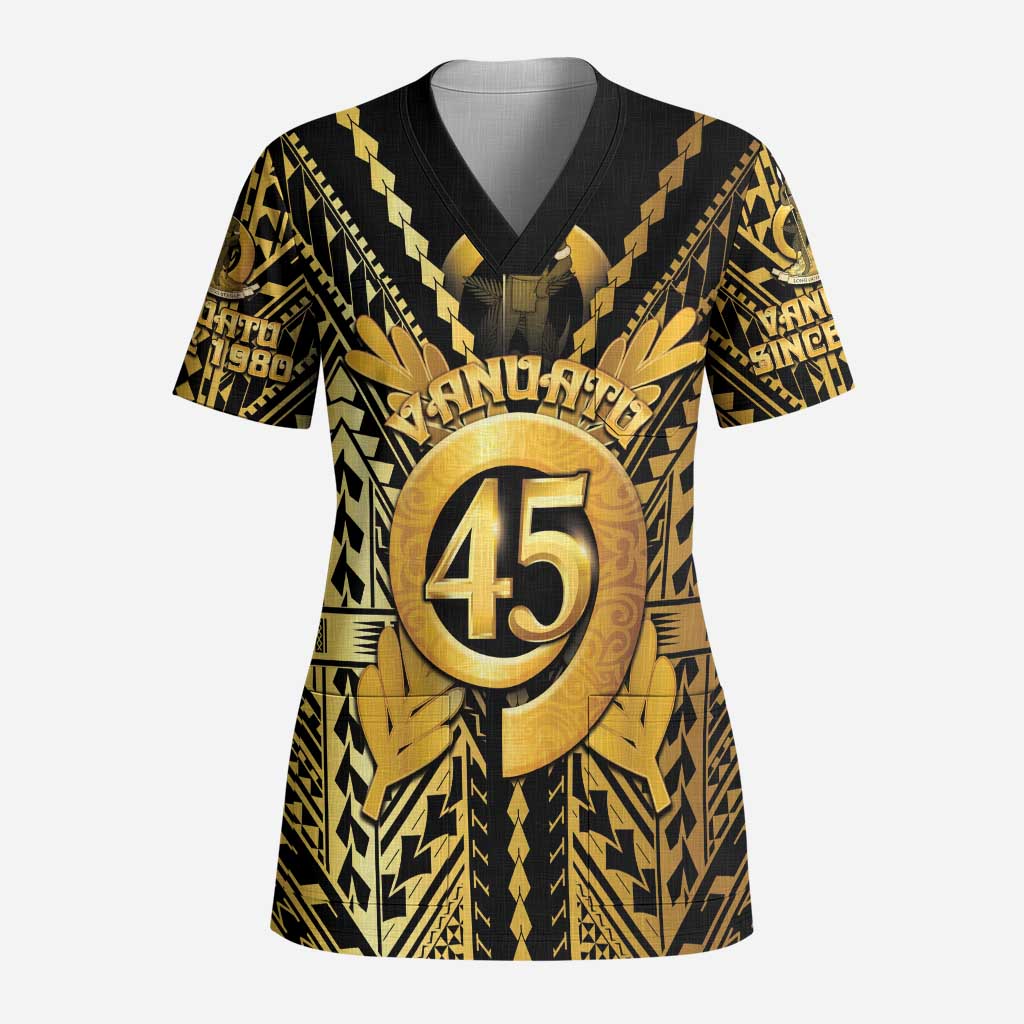 Vanuatu 45th Anniversary Of Independence Scrub Top Gold Style LT05 Adult Gold - Polynesian Pride