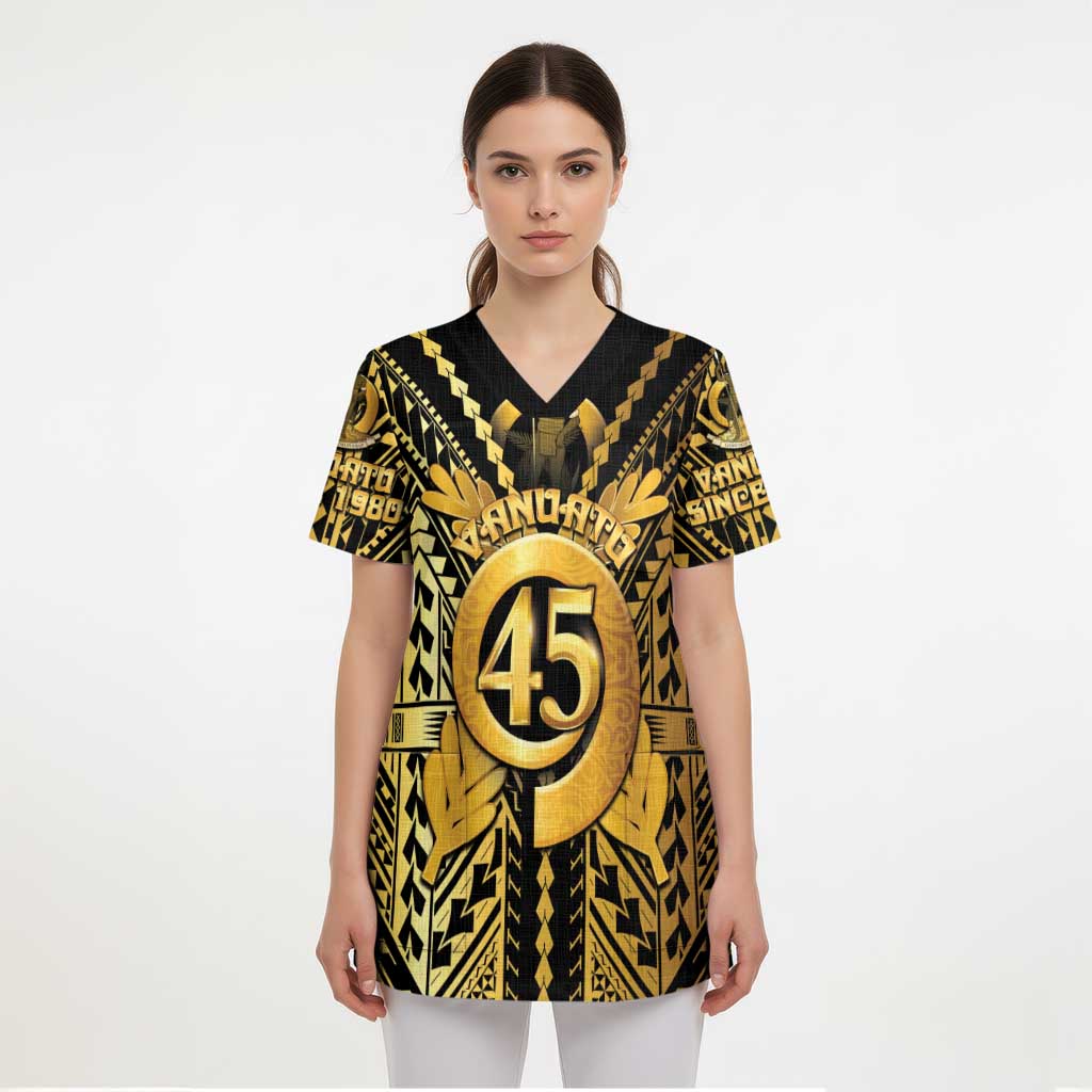Vanuatu 45th Anniversary Of Independence Scrub Top Gold Style LT05 - Polynesian Pride