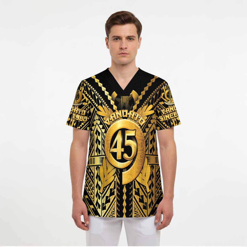 Vanuatu 45th Anniversary Of Independence Scrub Top Gold Style LT05 - Polynesian Pride