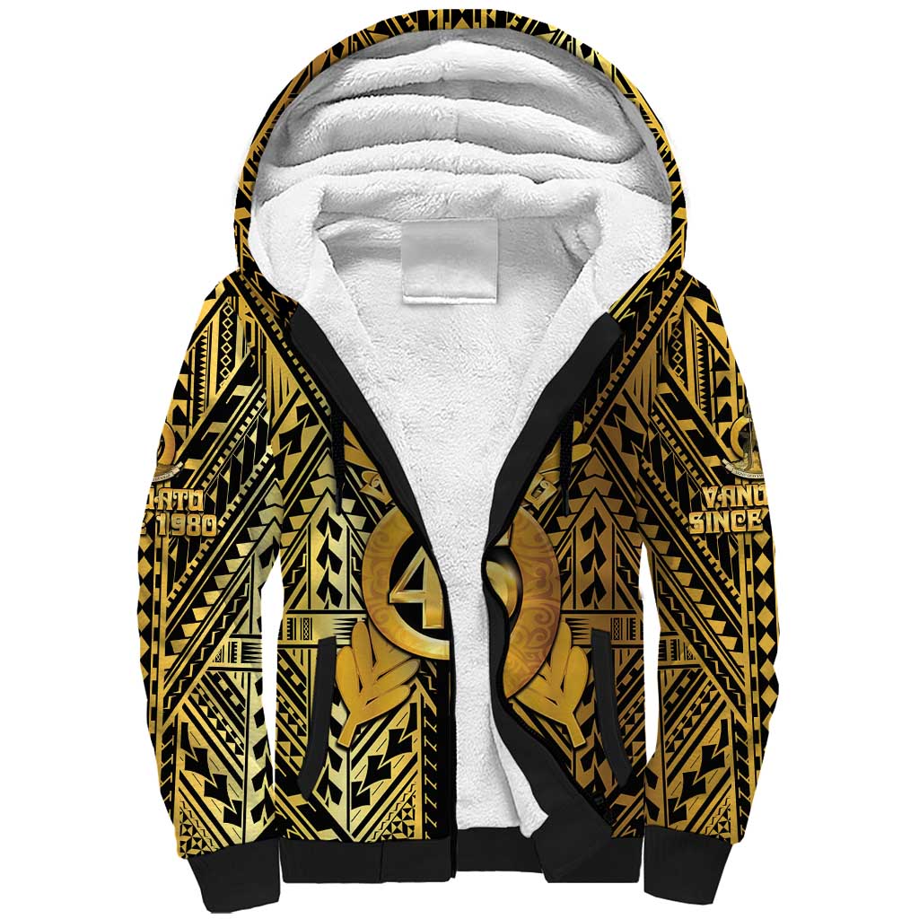 Vanuatu 45th Anniversary Of Independence Sherpa Hoodie Gold Style LT05 Unisex Gold - Polynesian Pride