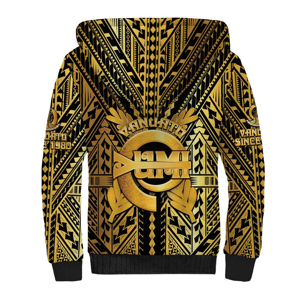 Vanuatu 45th Anniversary Of Independence Sherpa Hoodie Gold Style LT05 - Polynesian Pride