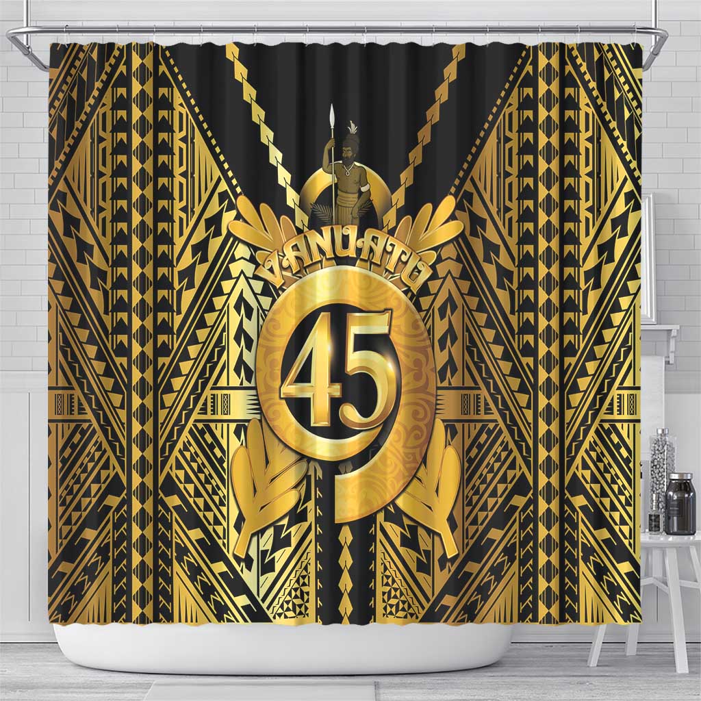 Vanuatu 45th Anniversary Of Independence Shower Curtain Gold Style - Polynesian Pride