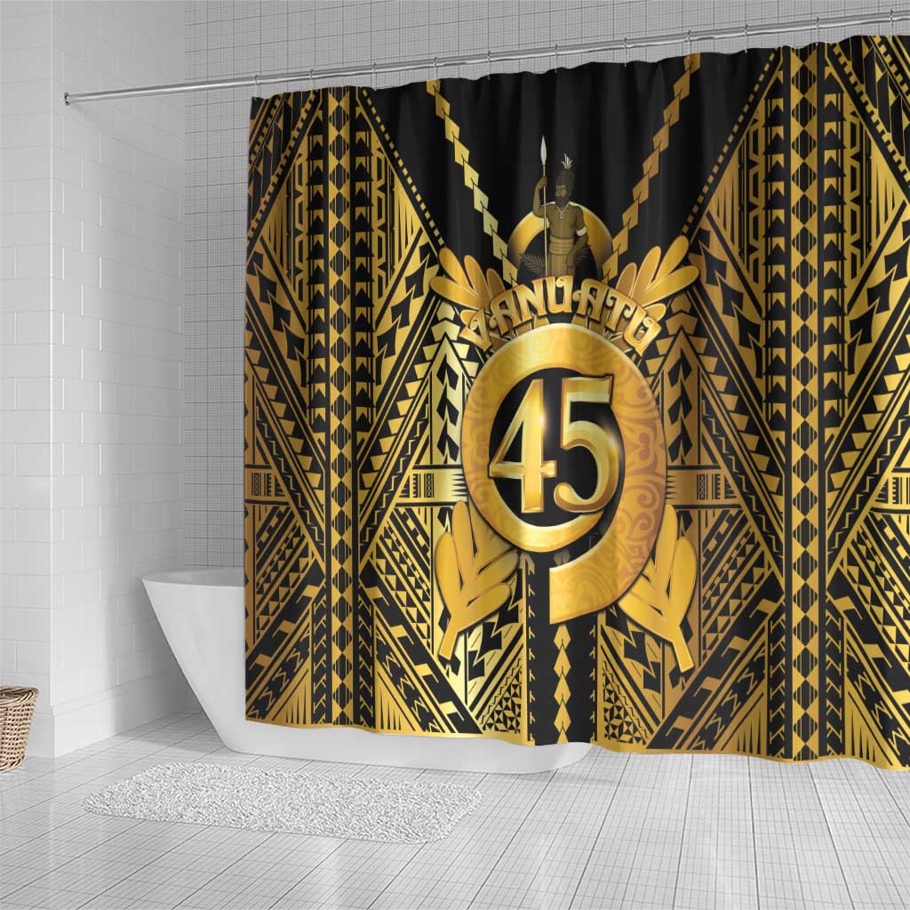 Vanuatu 45th Anniversary Of Independence Shower Curtain Gold Style - Polynesian Pride