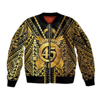 Vanuatu 45th Anniversary Of Independence Sleeve Zip Bomber Jacket Gold Style - Polynesian Pride