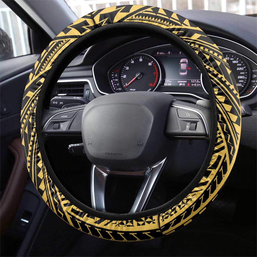 Vanuatu 45th Anniversary Of Independence Steering Wheel Cover Gold Style LT05 - Polynesian Pride