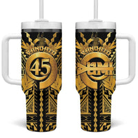 Vanuatu 45th Anniversary Of Independence Tumbler With Handle Gold Style - Polynesian Pride