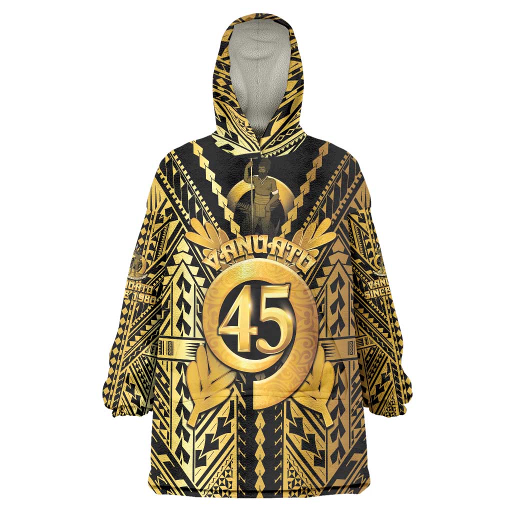 Vanuatu 45th Anniversary Of Independence Wearable Blanket Hoodie Gold Style - Polynesian Pride
