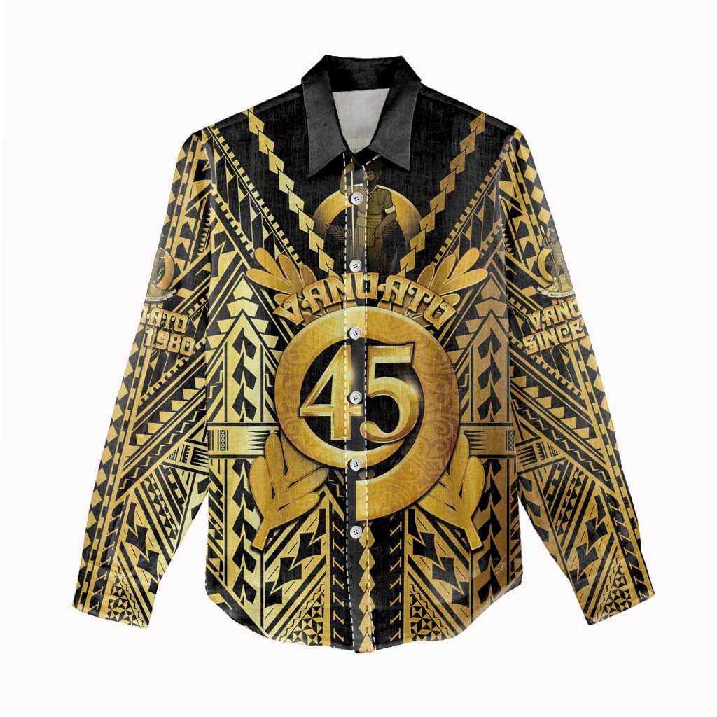 Vanuatu 45th Anniversary Of Independence Women Casual Shirt Gold Style - Polynesian Pride