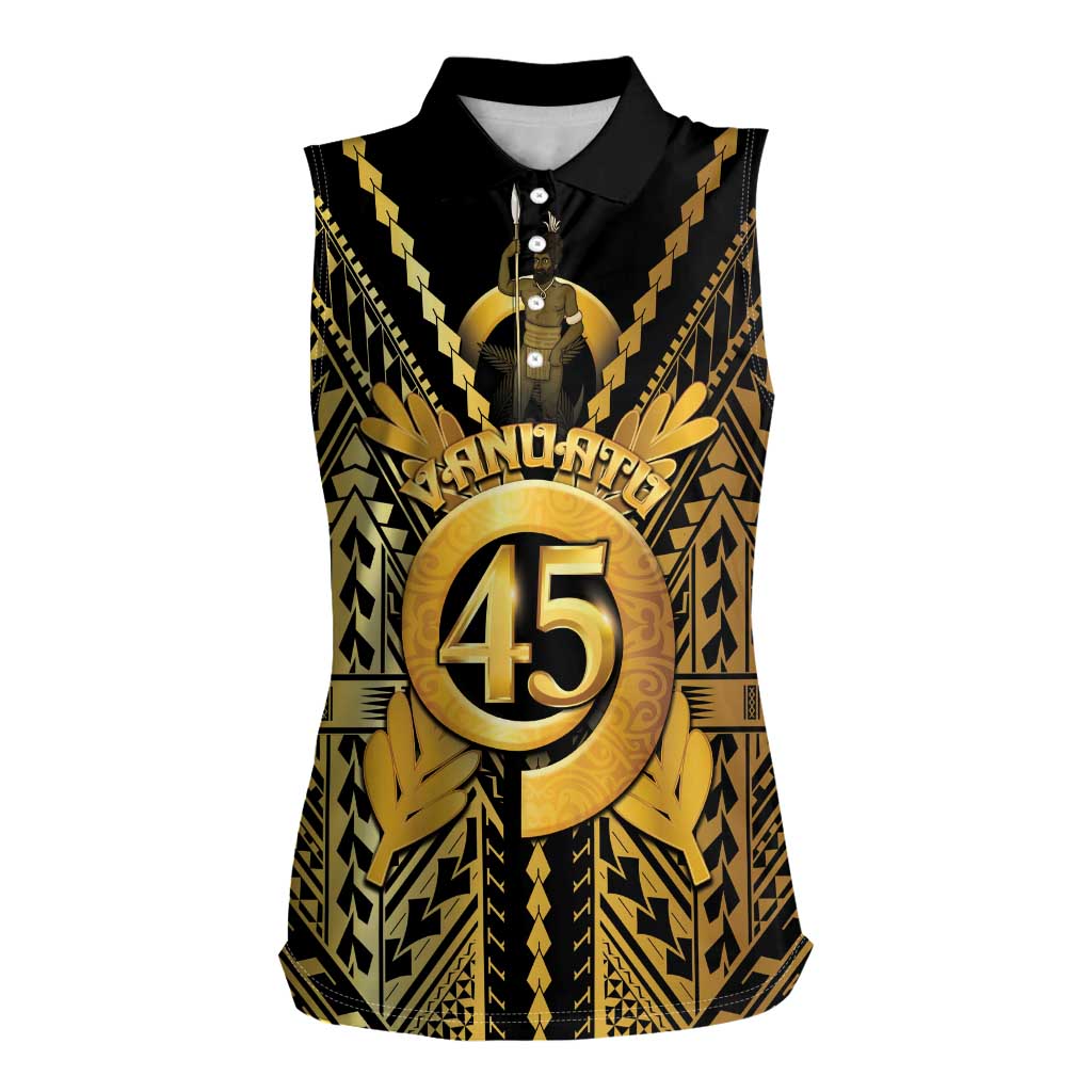 Vanuatu 45th Anniversary Of Independence Women Sleeveless Polo Shirt Gold Style - Polynesian Pride
