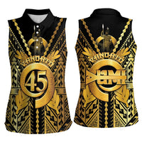 Vanuatu 45th Anniversary Of Independence Women Sleeveless Polo Shirt Gold Style - Polynesian Pride