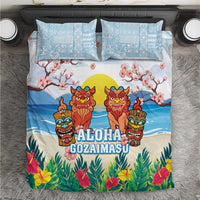 Hawaii And Japan Okinawa Bedding Set Aloha Gozaimasu Tiki With Shisa